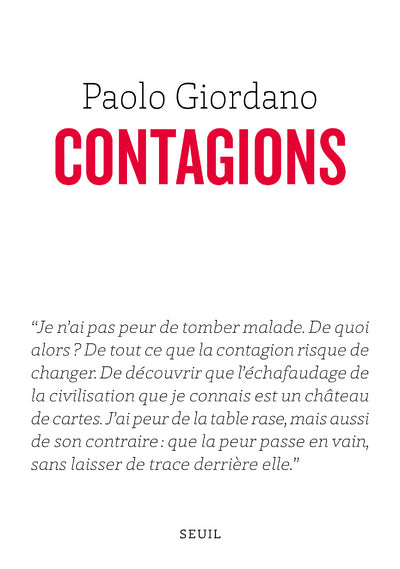 Couverture du livre Contagions (2020) de Paolo Giordano