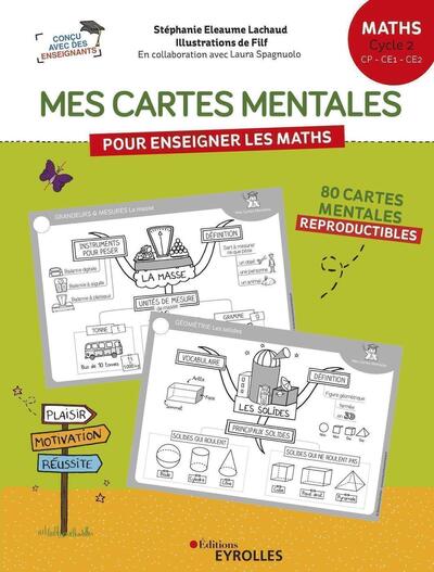 Couverture du livre Mes cartes mentales pour enseigner les maths - Cycle 2 : CP, CE1, CE2 de Stéphanie Eleaume Lachaud