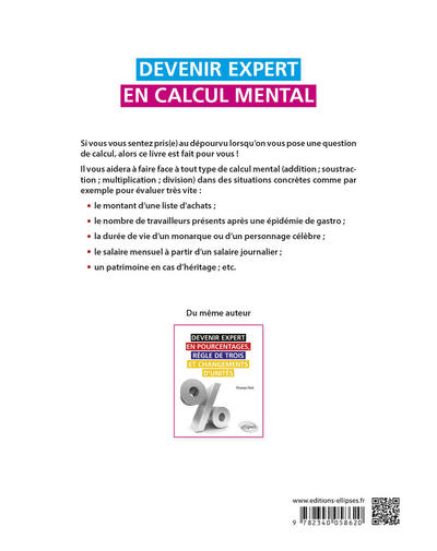 Dos du livre Devenir expert en calcul mental