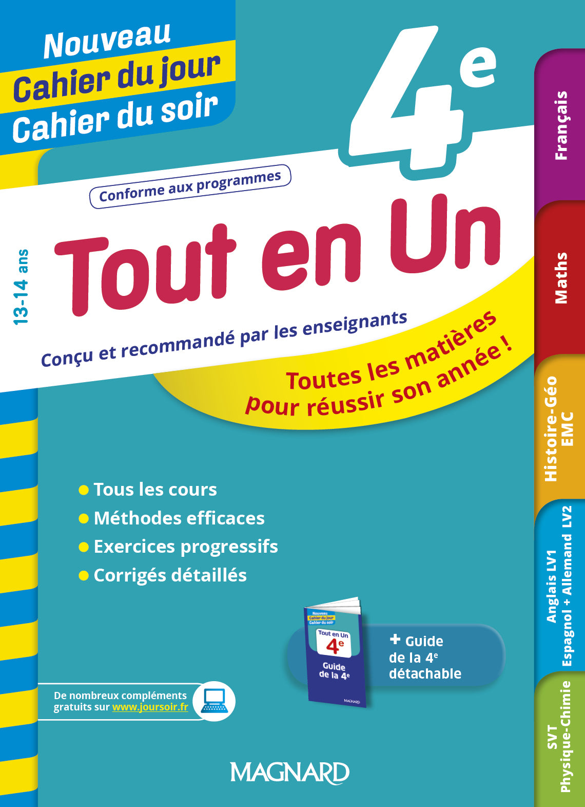 Couverture du livre Cahier du jour, cahier du soir (Tout en un 4ème) de Magnard