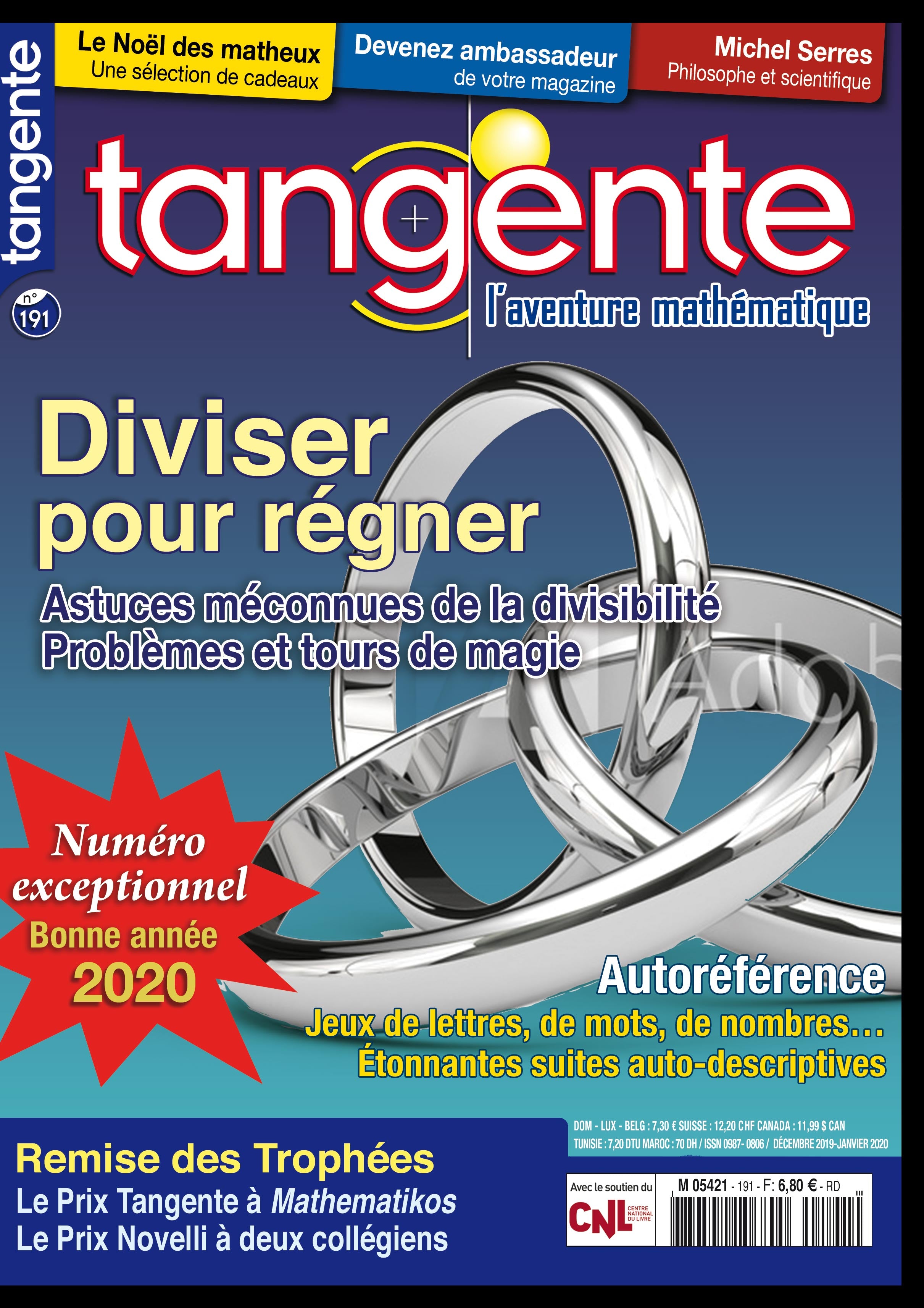 Couverture du magazine Numéro 191 Tangente magazine - Divisibilité et autoréférence