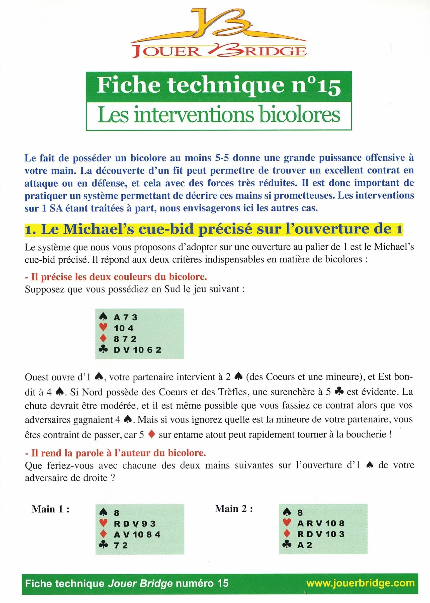 Fiche technique à l'unité