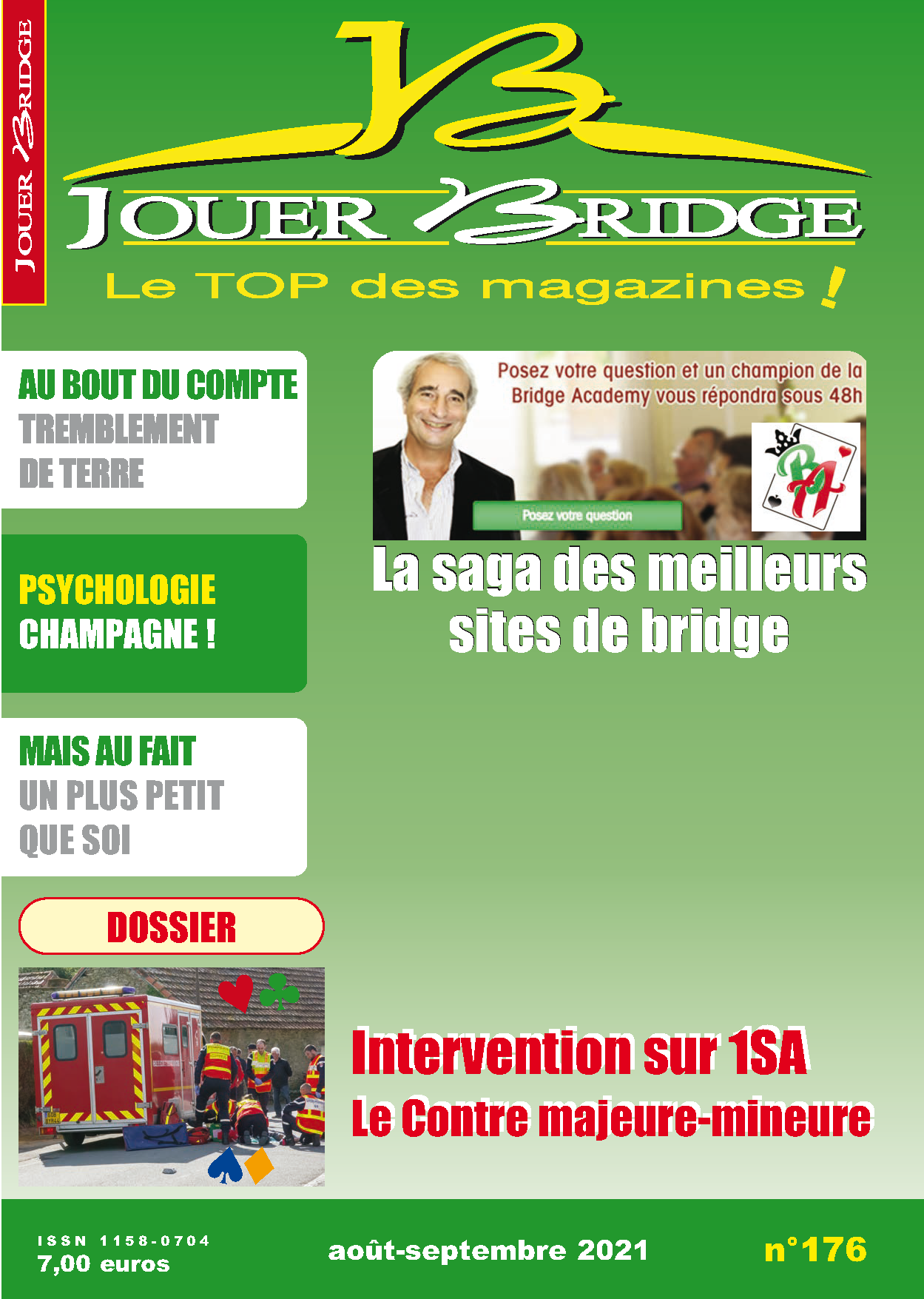 Couverture du magazine Numéro 176 Jouer Bridge -  Le Contre majeure-mineure sur 1SA