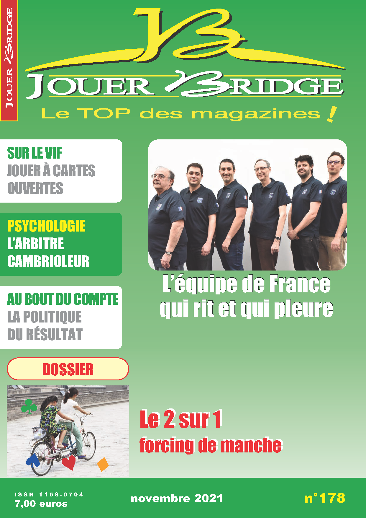 Couverture du magazine Numéro 178 Jouer Bridge - Le 2 sur 1 forcing de manche