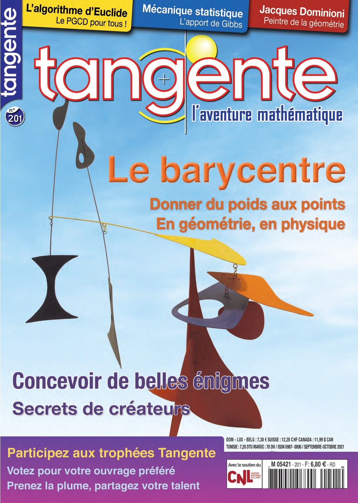 Couverture du magazine Numéro 201 Tangente magazine - Le barycentre