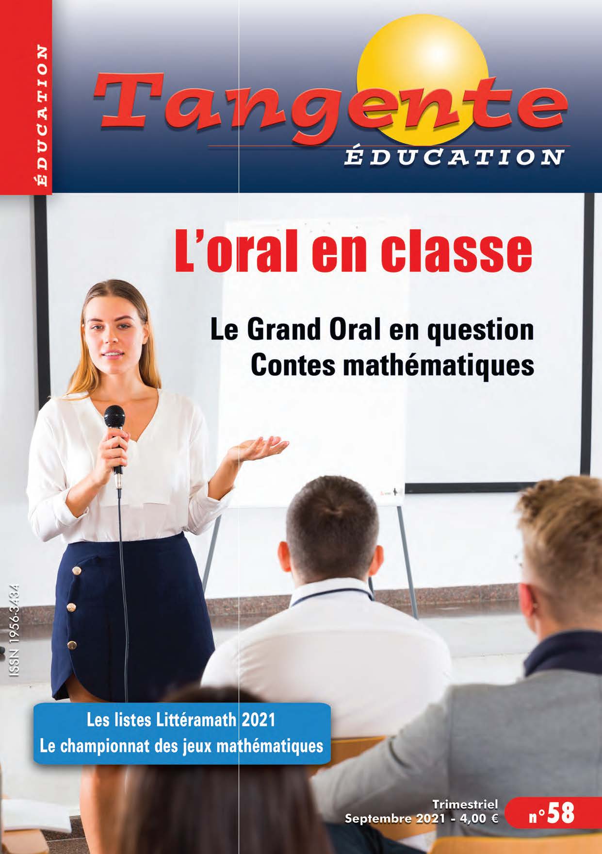 Couverture du magazine Numéro 58 Tangente éducation - L'oral en classe