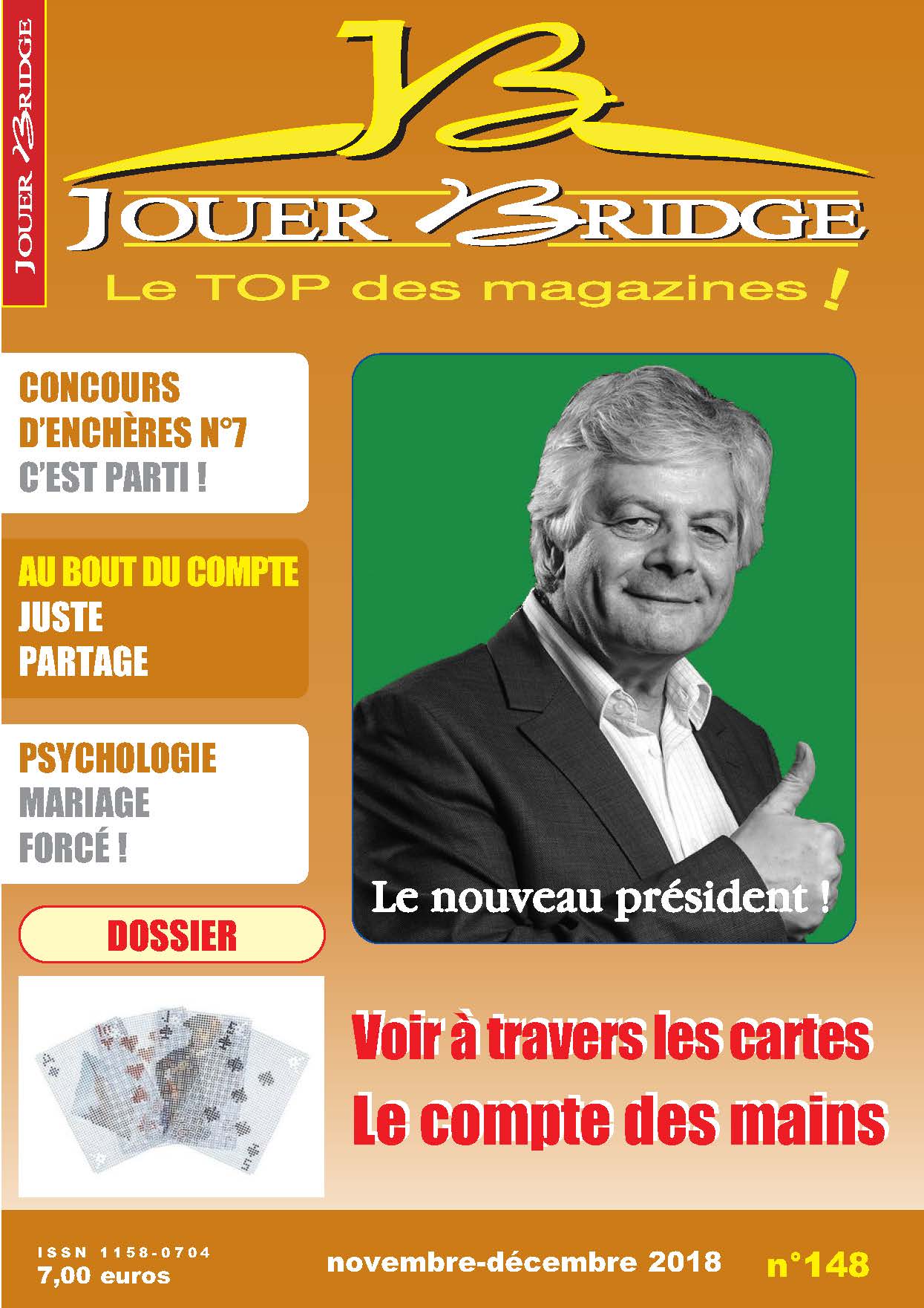 Couverture du magazine Numéro 148 Jouer Bridge -  Voir à travers les cartes : Le compte des mains  Collectif