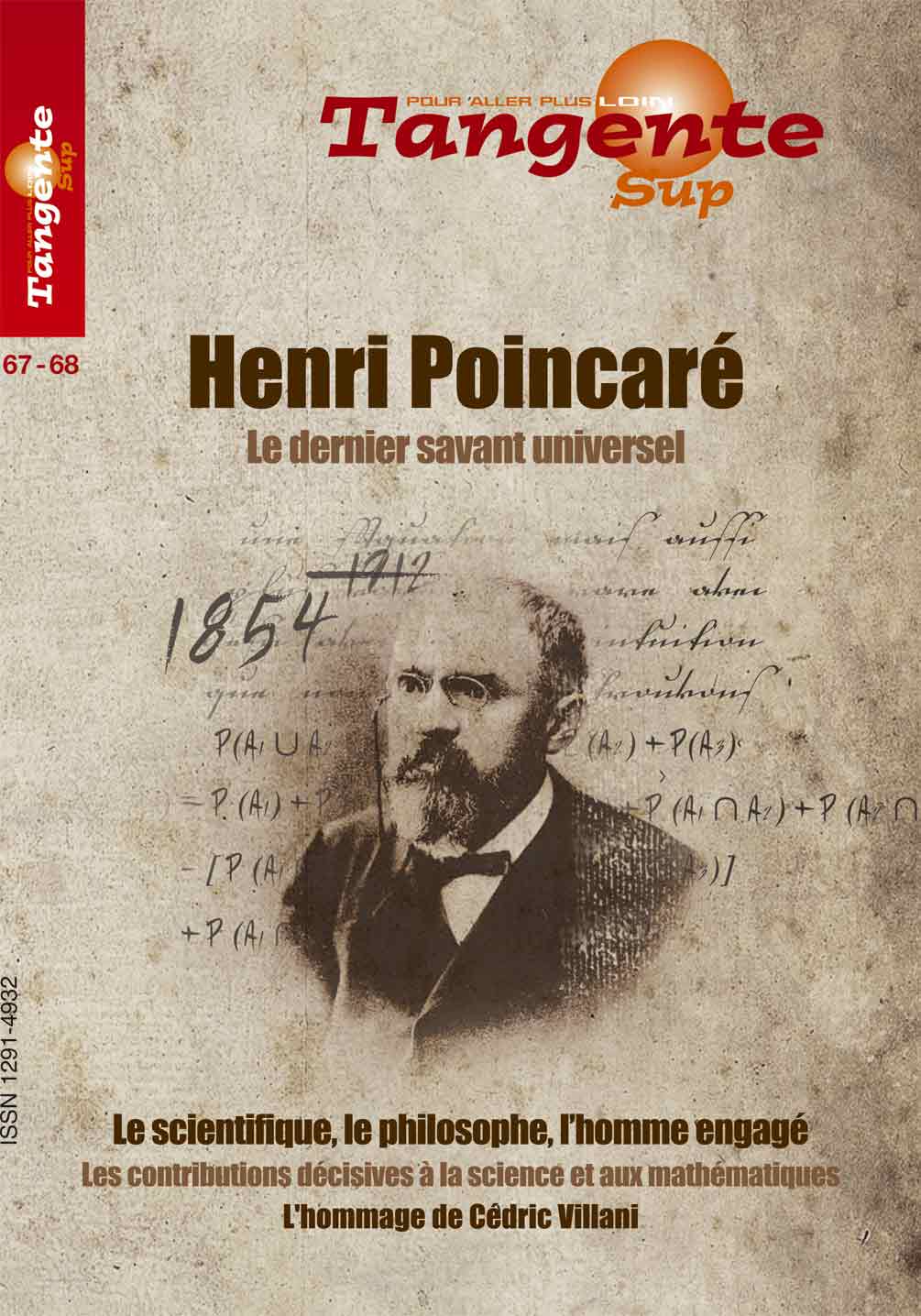 Couverture du magazine Tangente sup 67/68 Henri poincare, dernier savant universel