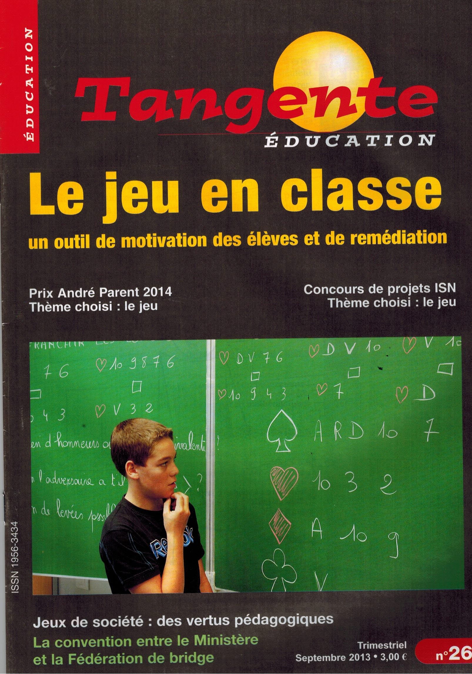 Couverture du magazine Numéro 26 Tangente éducation - Le jeu en classe
