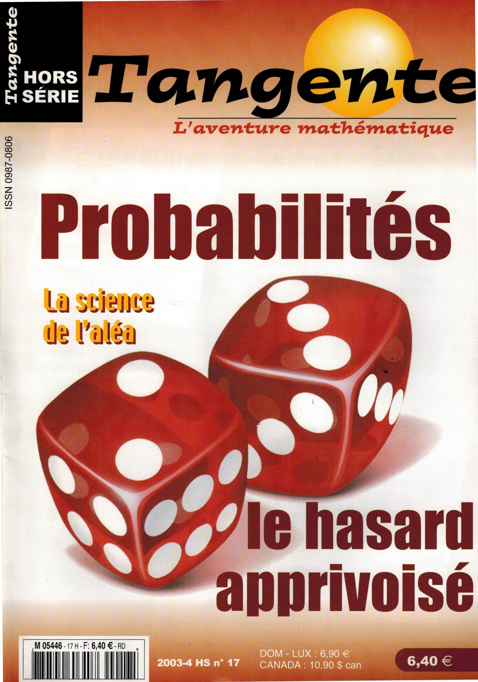 Couverture du magazine Tangente Hors-Série Thématique 17 - Hasard et Proba