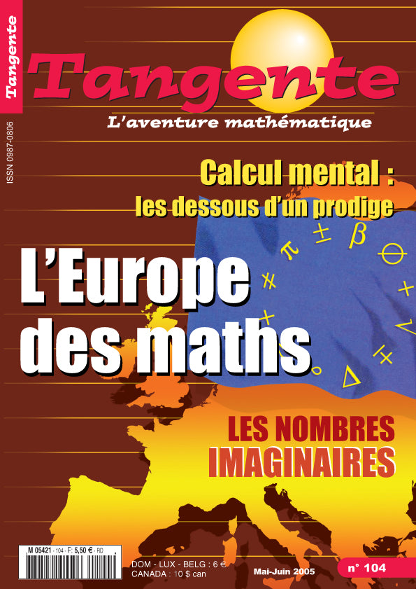 Couverture du magazine Numéro 104 Tangente magazine - L'Europe des maths