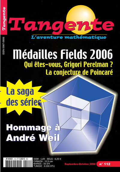 Couverture du magazine Numéro 112 Tangente magazine - Médailles Fields 2006
