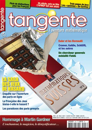 Couverture du magazine Numéro 136 Tangente magazine - Mathématiques suisses