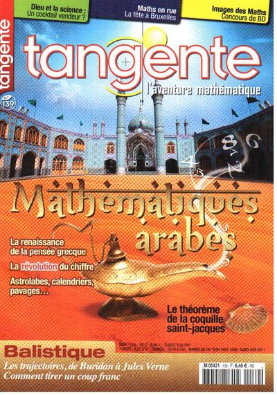 Couverture du magazine Numéro 139 Tangente magazine - Mathématiques arabes