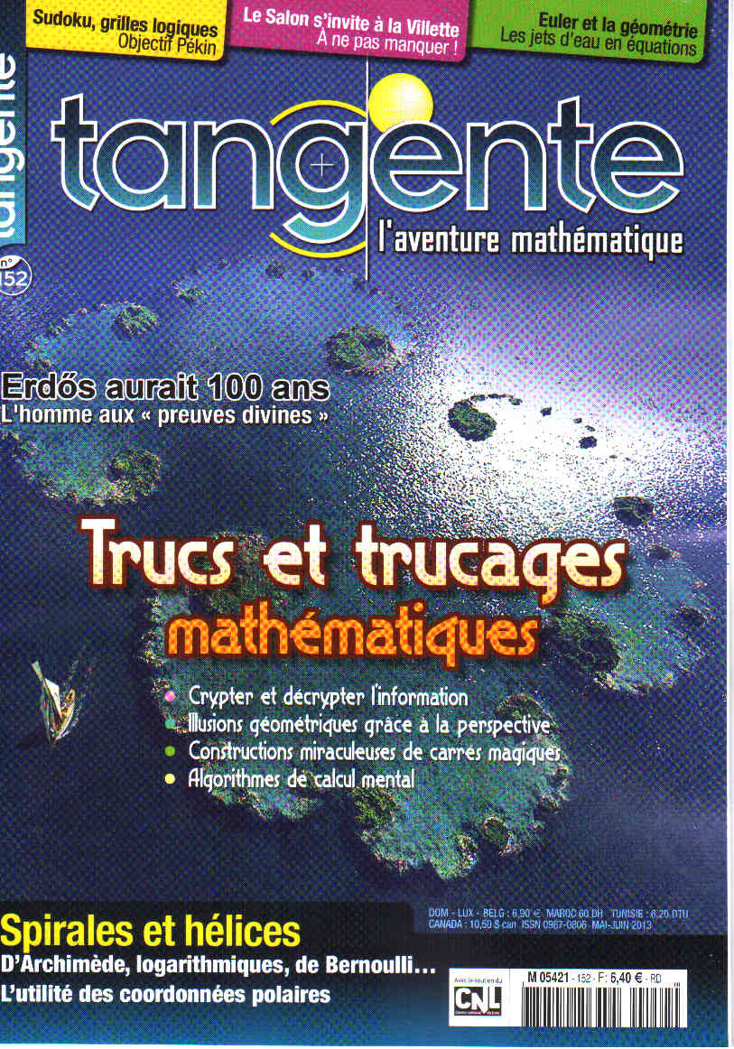Couverture du magazine Numéro 152 Tangente magazine -  Trucs et trucages mathématiques