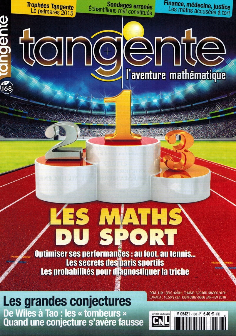 Couverture du magazine Numéro 168 Tangente magazine - Les maths du sport