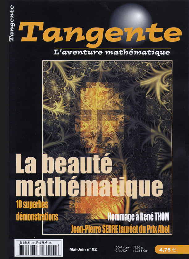 Couverture du magazine Numéro 92 Tangente magazine - La beauté mathématique